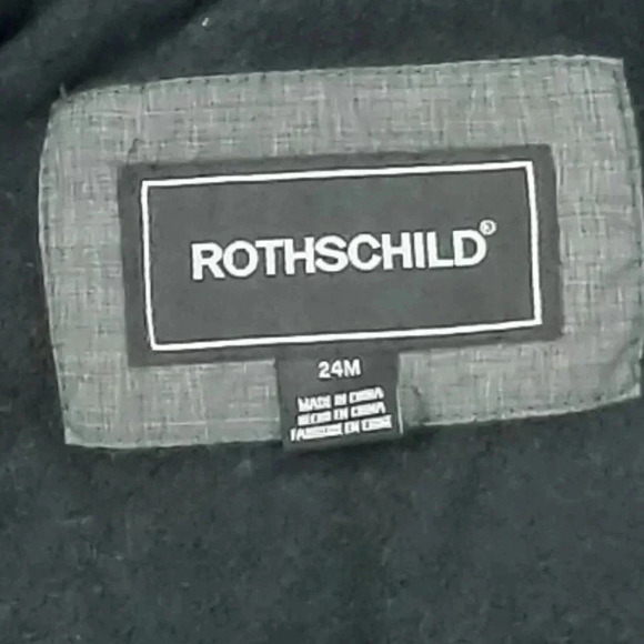 Rothschild 24M Boys Charcoal Gray Long Sleeve Puffy Zip And Snap Hooded Jacket - Picture 4 of 7